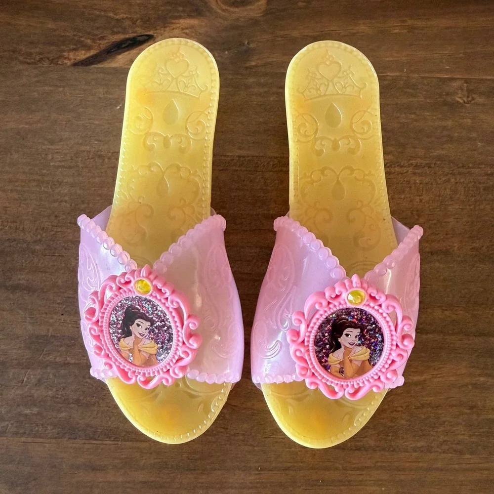 Disney Princess Belle Dress Up Shoes JAKKS Pink Yellow Costume Play Kitten Heels